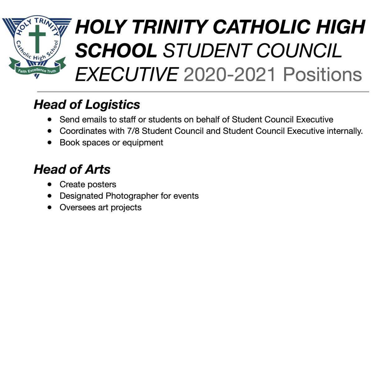 HTcouncil's tweet photo. 1/2 - Oh, how time flies when you’re having fun! We are now accepting applications for Holy Trinity’s 31st Executive Student Council to serve for the 2020-2021 school year! https://t.co/JMQsXTvMlD