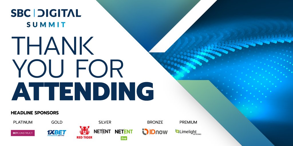 SBCGAMINGNEWS's tweet photo. As the SBC Digital Summit is coming to an end, the team at SBC would like to thank each and every sponsor, exhibitor, partner and attendee who have made the week possible.

Be sure to join the Official Closing Party to close off in true SBC style.

#sbcevents #sbcdigitalsummit https://t.co/BHH25Cg7a1