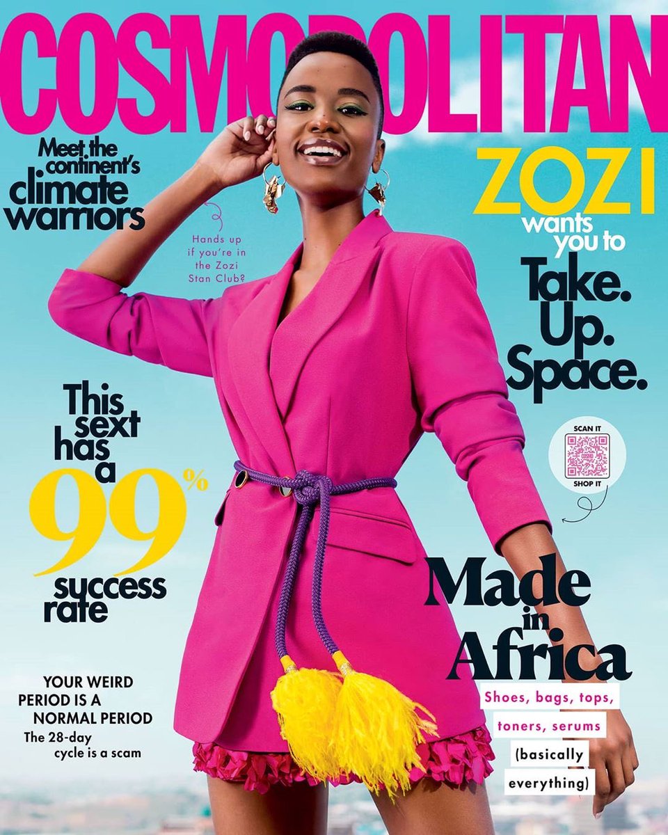 The first and last covers of @CosmopolitanSA 💖 @Assoc_Media 

@AnnelinePage, Miss World, March 1984 & @zozitunzi Miss Universe, May 2020 🥺 How special ❤️🇿🇦 #COSMOxZozi #COSMOAppreciationTweet