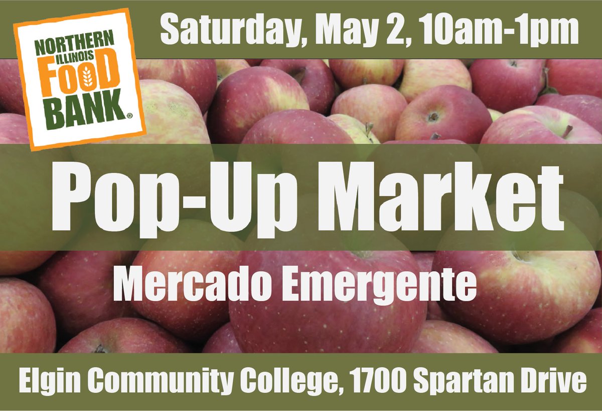 🍊🍅🥬🍏🥔🥕 All are invited to join the <a href="/ILfoodbank/">Northern IL Food Bank</a> for their drive-thru Pop-Up Market to pick up fresh groceries this Saturday from 10AM-1PM at <a href="/ElginCommColl/">Elgin Community College</a>. Anyone who may need a little extra help during this time is welcome. No ID needed: bit.ly/3f4fSgS.