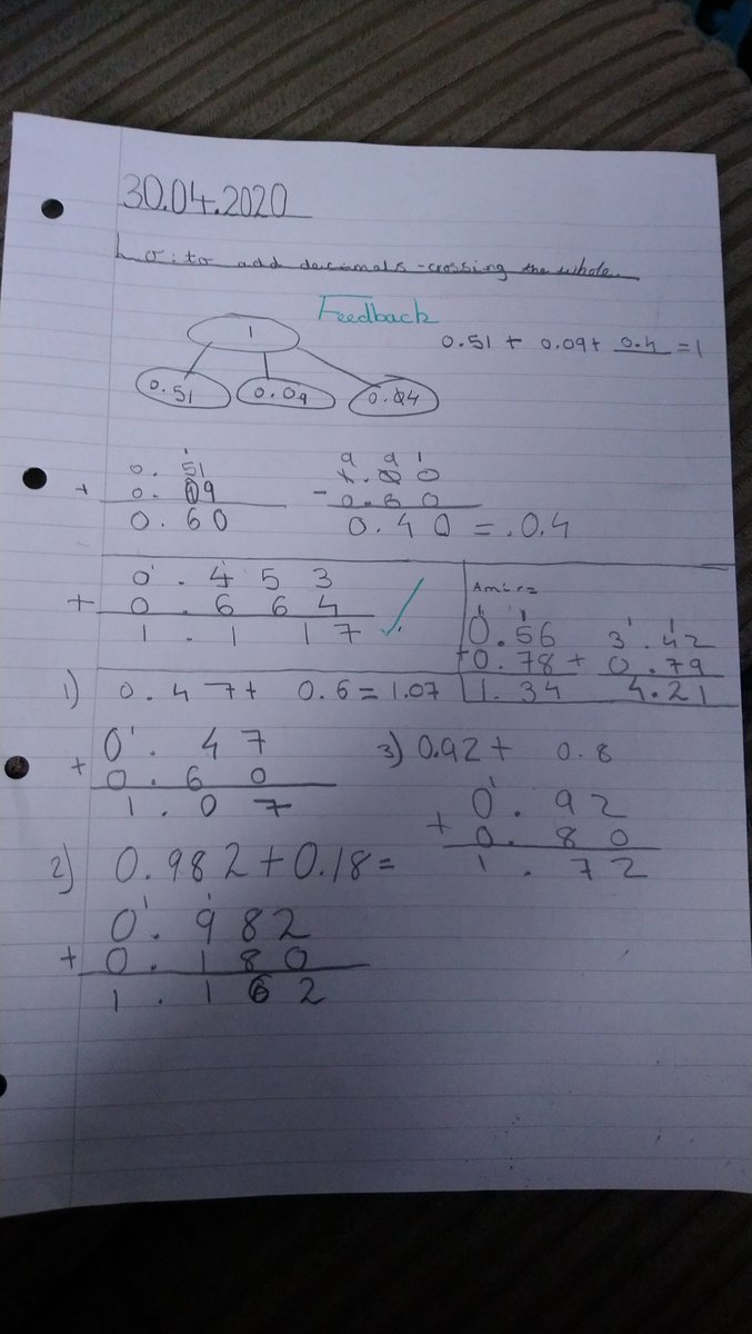 SMSJ_London's tweet photo. Our Year 5 pupil's are demonstrating such a positive attitude to their #homelearning this week with their Maths work based on decimals. #maths #distancelearning #committmenttolearning https://t.co/HBgpmjZBJY