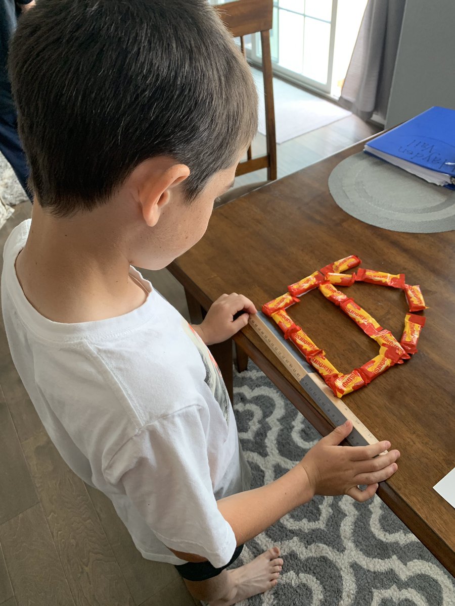 andreavail07's tweet photo. Hayden had to create an object with square items from around the house. Next, he had to find the area. #creativeteaching #willworkforcandy #StayConnectedCPS @GBI_CPS @chrishvail https://t.co/qiCPHWEdB1