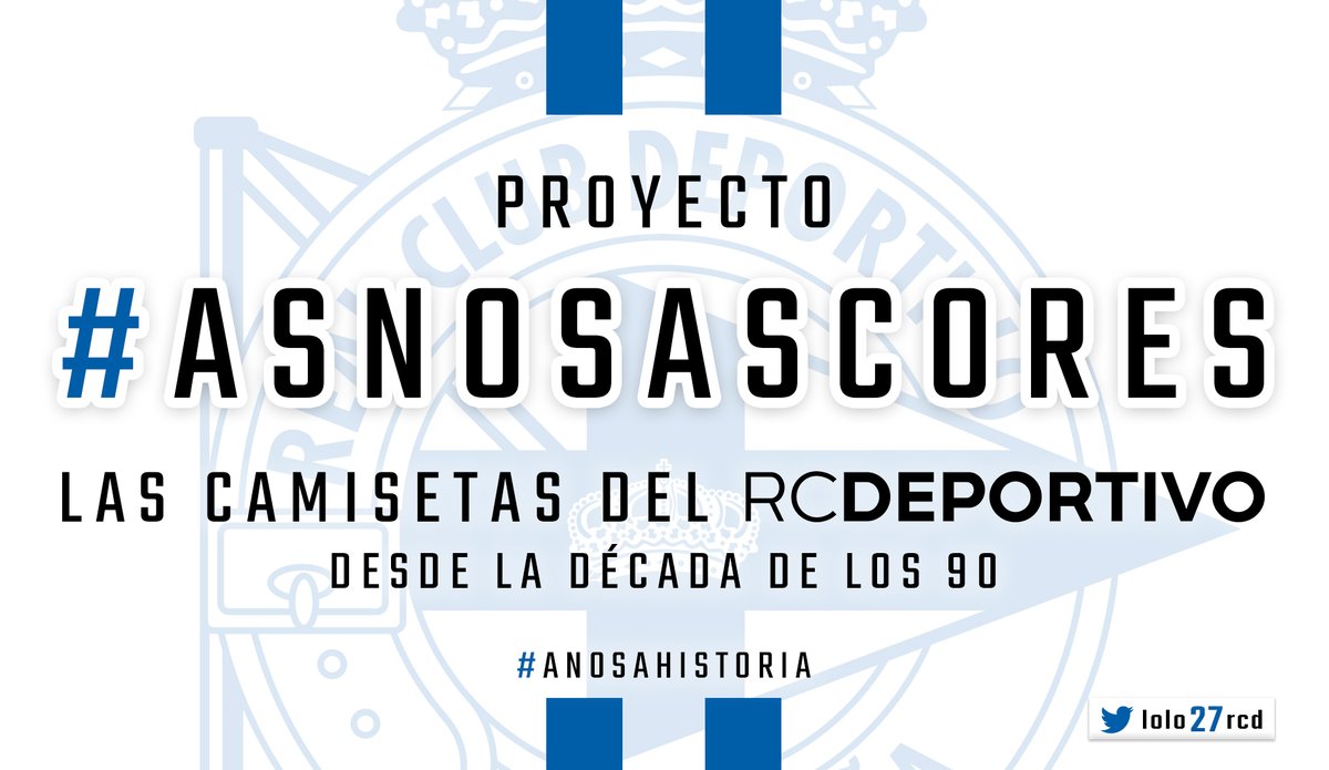 Proyecto   #AsNosasCoresUn recorrido por la historia moderna del  @RCDeportivo a través de los diseños de sus camisetas desde la década de los 90. Recreadas desde la pasión, con mucha documentación y algún toque personal. #DiseñoGráfico  #GraphicDesign HILO   #ANosaHistoria