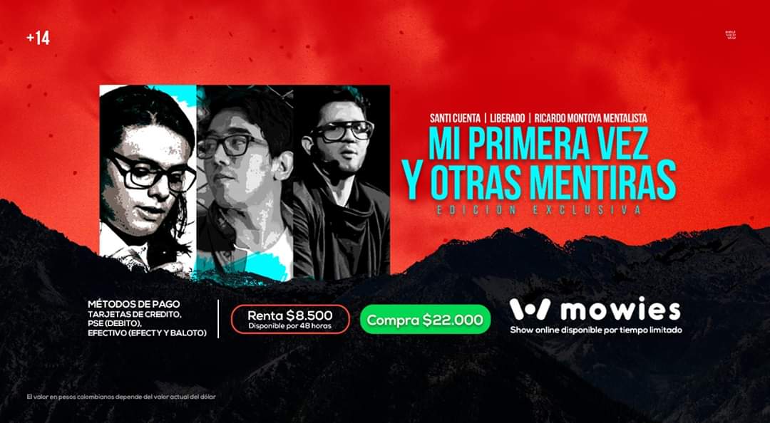 deVillavicencio's tweet photo. Talento de #Villavicencio con espectáculo 24 horas.

Para liberar estrés y recoger fondos, crearon espectáculo online, @IamLiberado, Santi Herrera y el mentalista, Ricardo Montoya.

Disponible por Mowies a precio muy bajo para ver en casa.
Dale clic 👇

https://t.co/SjColMrcg0
. https://t.co/OtfutRME7e
