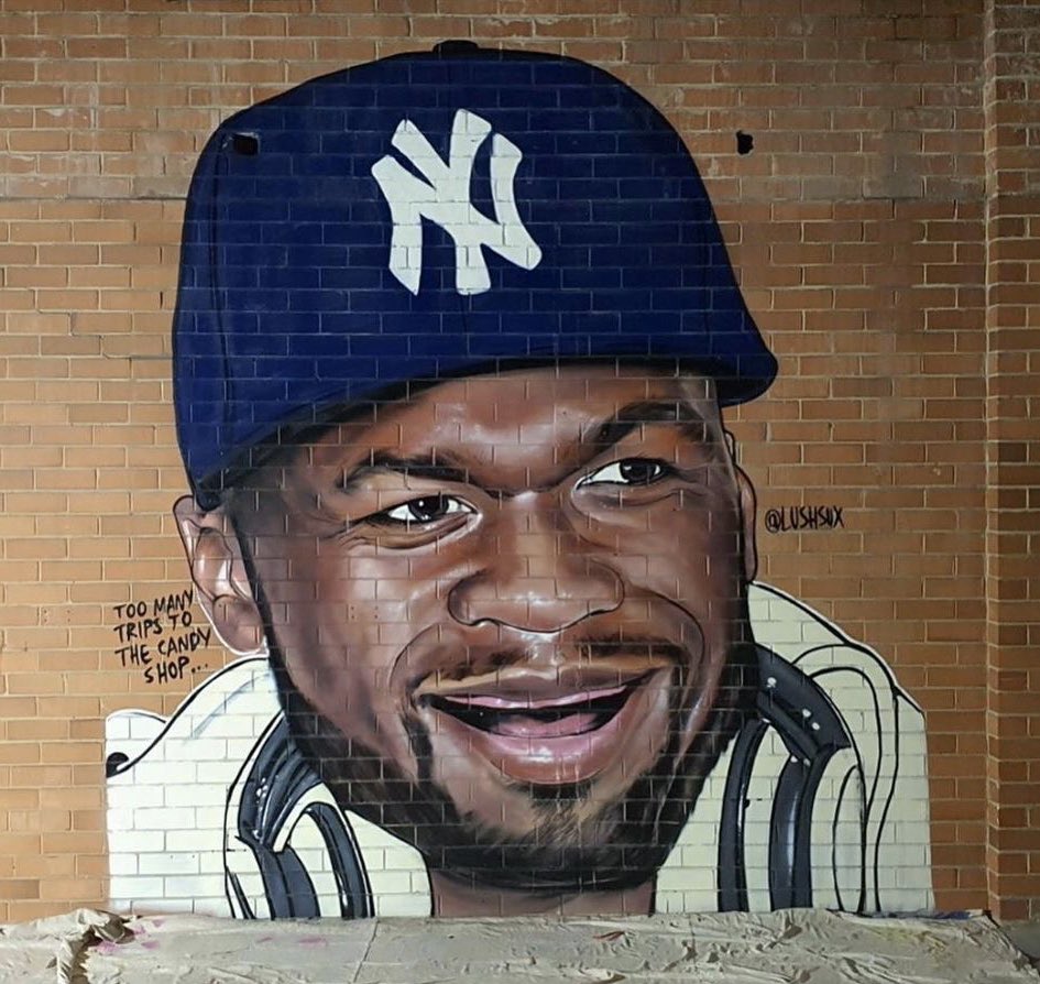 This guy is painting big ass murals of me with no teeth. 😠 WTF is wrong with this guy? #bransoncognac #lecheminduroi
