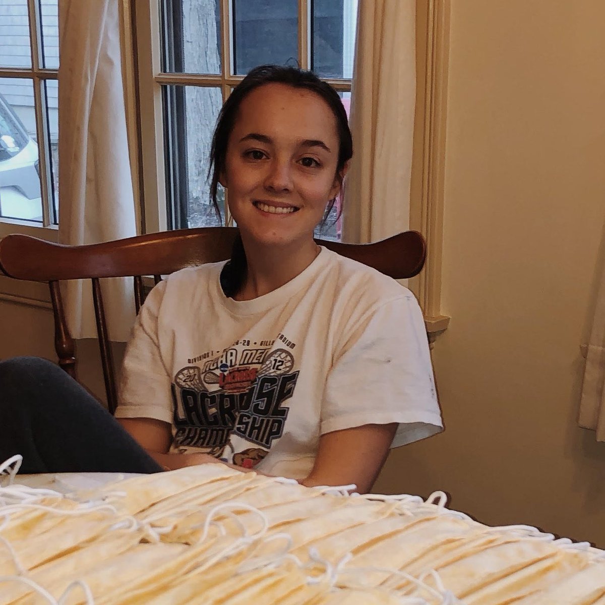rswansonhingham's tweet photo. In between her "remote learning" assignments, Kerry McAuley '21 has sewn more than 700 masks for donation to those who need them. Another shining example of HHS students making a tangible &amp; powerful impact! https://t.co/6uz0Iwxlan