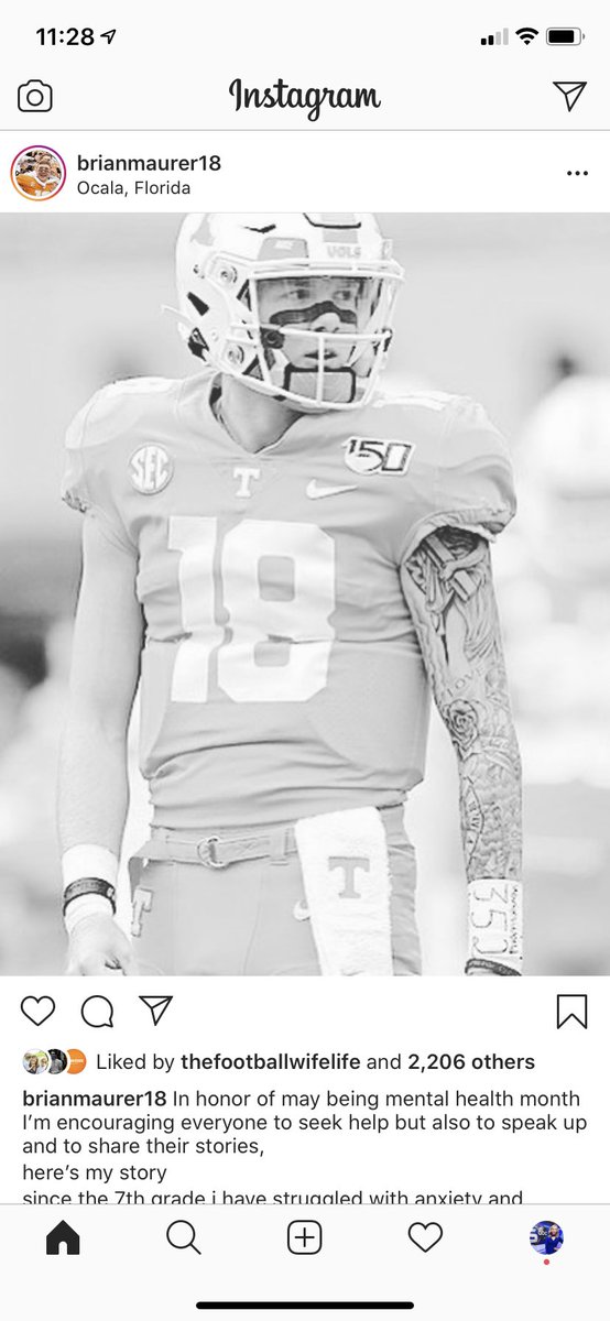 JordanCrammer's tweet image. In honor of May being Mental Health Awareness Month, Tennessee Quarterback Brian Maurer took to Instagram to share his battle with anxiety and depression, including his plans to take his life on January 22nd of this year. 

Strength is defined many ways, this is certainly one.