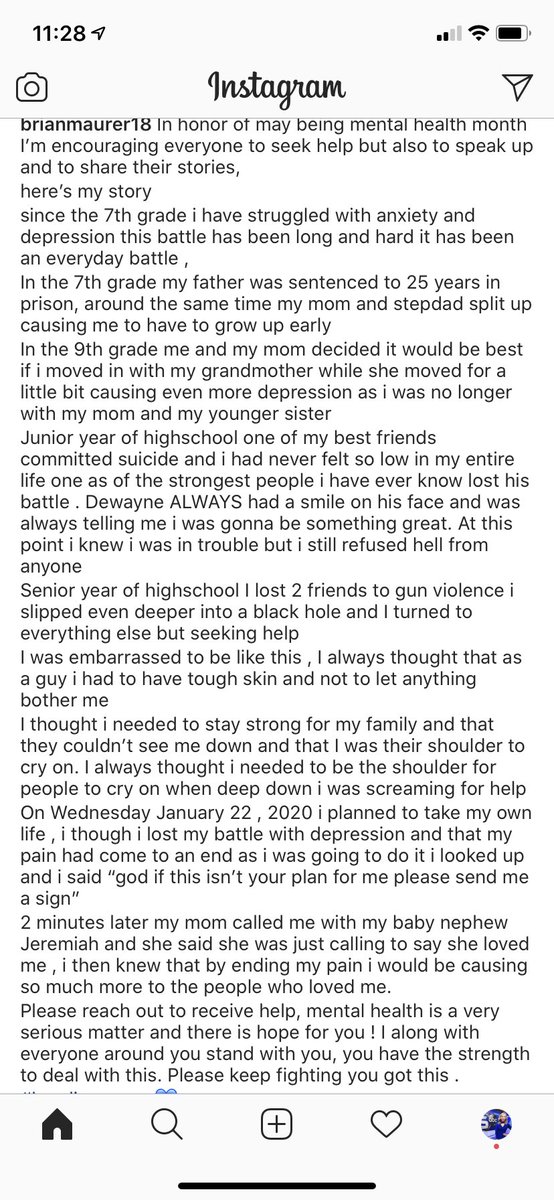 JordanCrammer's tweet image. In honor of May being Mental Health Awareness Month, Tennessee Quarterback Brian Maurer took to Instagram to share his battle with anxiety and depression, including his plans to take his life on January 22nd of this year. 

Strength is defined many ways, this is certainly one.