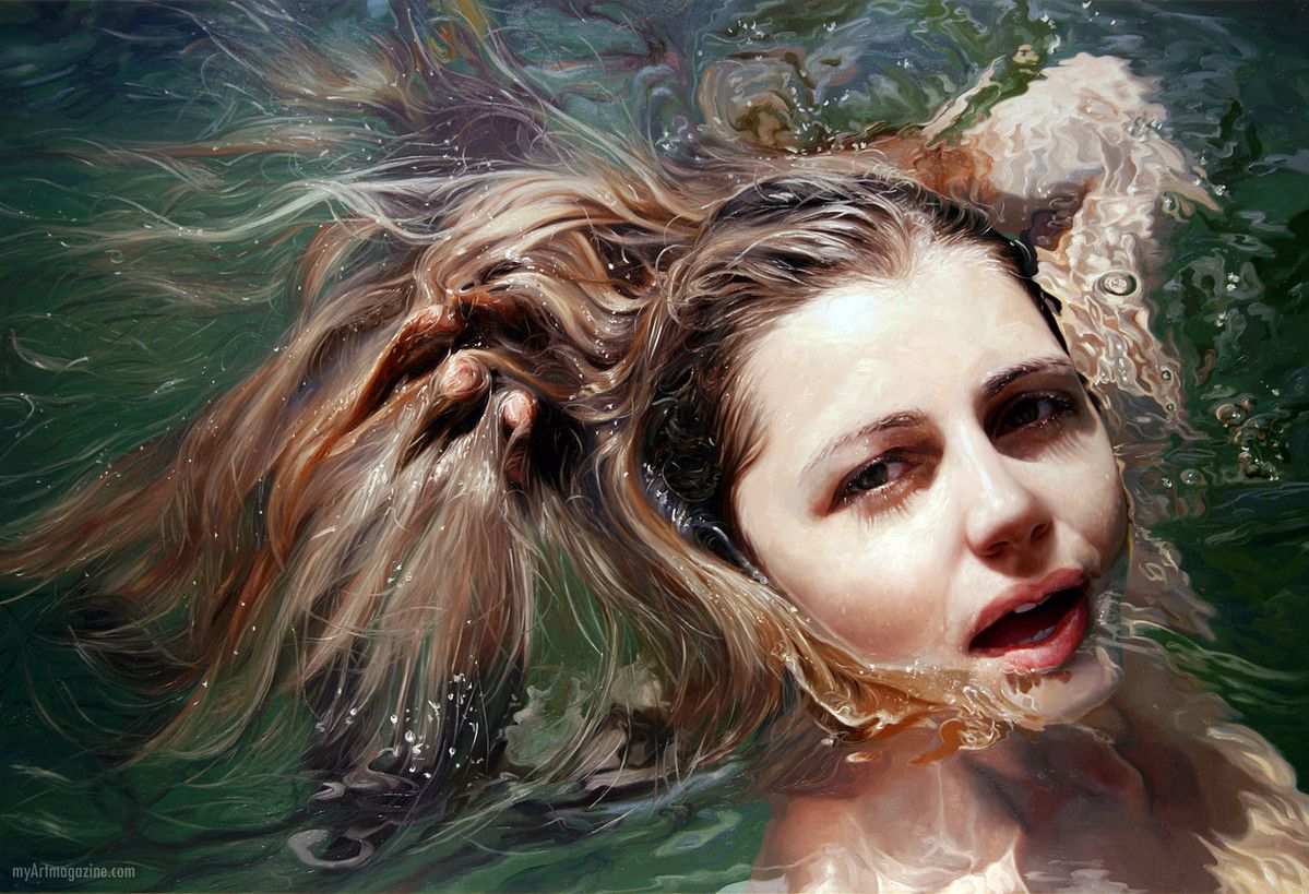 Art Magazine Hyper Realistic Painting Woman Swim By Alyssa Monks T Co Pe4mpyddig Art