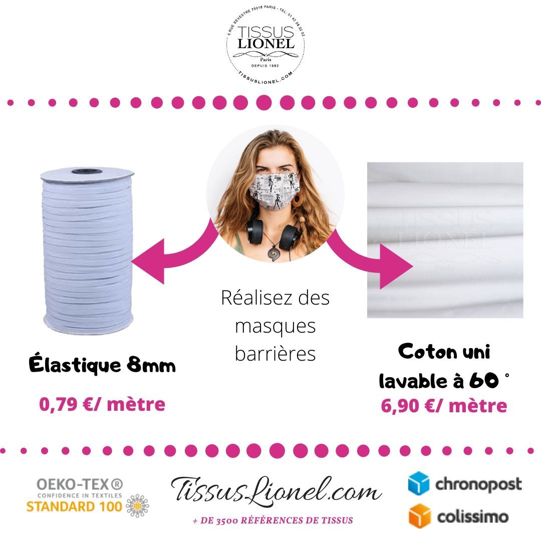 Découvrez notre collection de tissus OEKO-TEX et d'élastique respectant les spécifications pour la réalisation de masque barrières. 

Nous vous proposons également toute une collection de motifs. 

 buff.ly/2J5iPNV

#masquevisage #masquetissu #masques #masquestissus