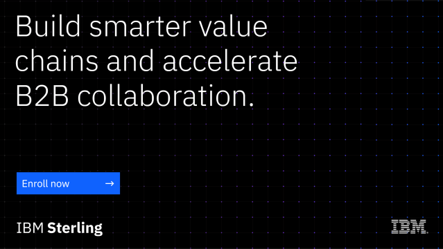 ToddBloom1's tweet photo. Introducing a free learning platform to help you drive highly secure business-to-business connectivity. Enroll today to join the #IBMSterling B2B Collaboration Academy on May 13. https://t.co/CJz84WNaoN https://t.co/ClHi33V316