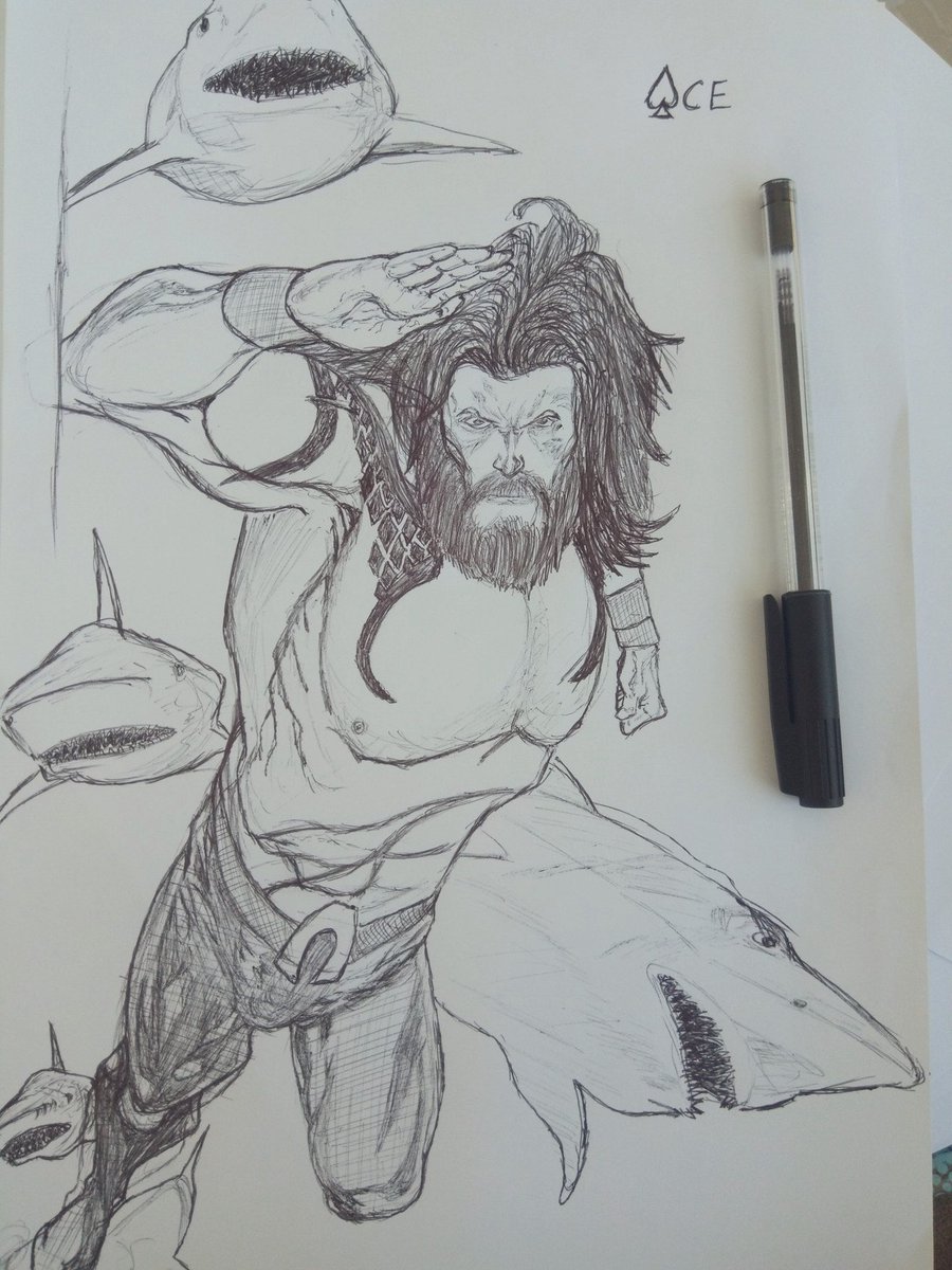 ManLikeAkoh's tweet photo. I and @finallydre did Aquaman today for #SketchForFun https://t.co/LBdO8N0X2j