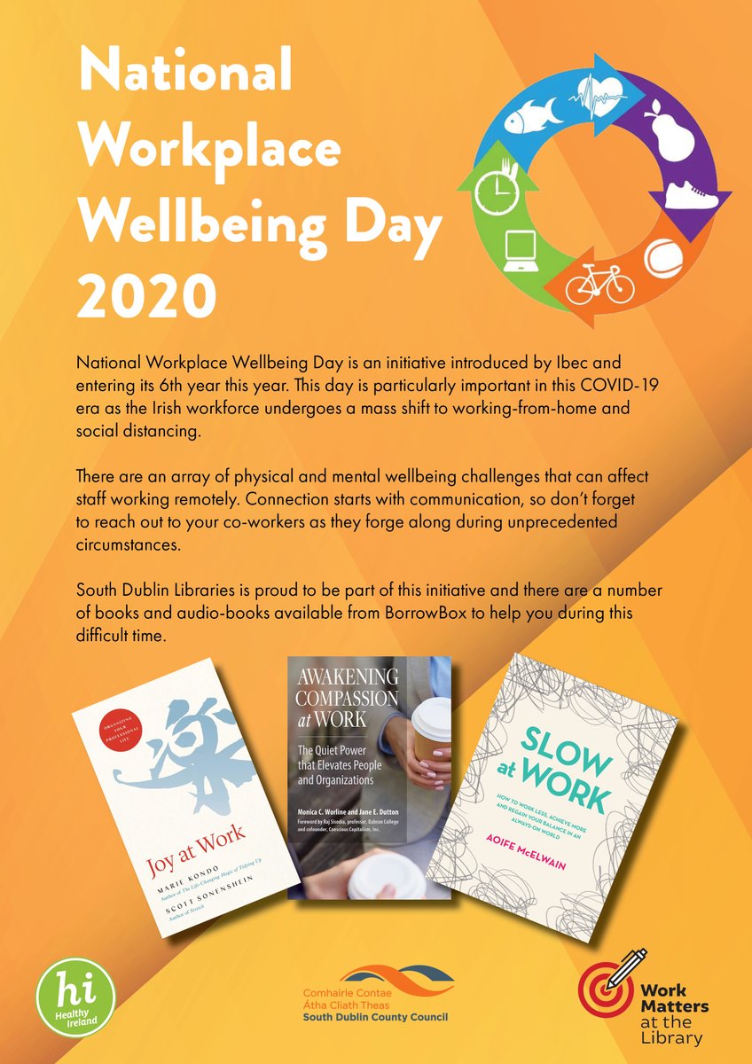 Today is #NationalWorkplaceWellbeingDay, so we're sharing some advice and book recommendations to help while we're still getting used to #Workingfromhome - all three titles can be found on #Borrowbox! 😀
What are your top #WorkWell20 tips?
#SDCC #TakeACloserLook #LibrariesWFH