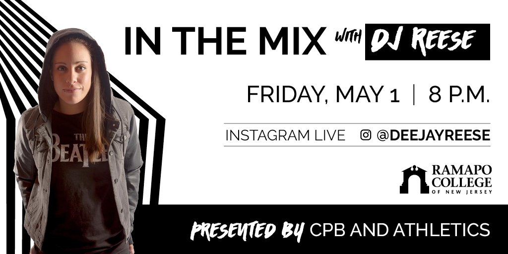 Close the books TONIGHT, May 1! Come unwind as we celebrate the last weekend of the semester together. It all begins at 8 pm with DJ Reese! Join former RCNJ student-athlete for a 1-hour live deejay mix! Presented by <a href="/CPBRamapo/">CPB Ramapo</a> &amp; <a href="/RCNJAthletics/">RCNJ Athletics</a> 🔊🎶▶️
instagram.com/deejayreese/