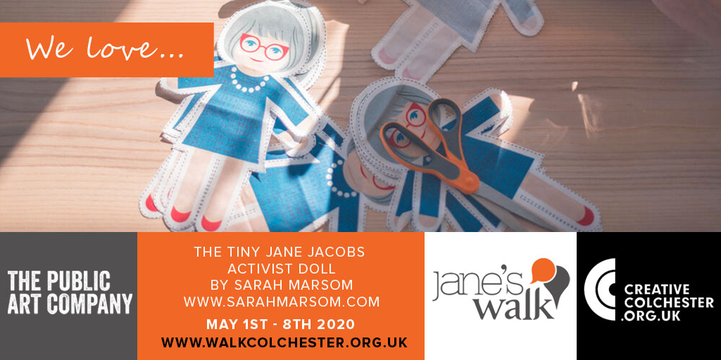 CreativeColch's tweet photo. We love this tiny Jane Jacobs activist doll you can make yourself from @SarahMarsom @TinyActivists #tinyjanejacobs #tinyimpei #crafting #VirtuallyJane #JanesWalkColch2020 #Colchester #CreativeColchester @janeswalkcolch @thepublicartco @WalkColchester https://t.co/xefK7BWVgh