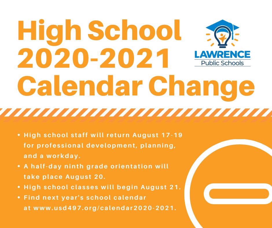 usd 497 calendar staff 2021 Lawrence Usd 497 On Twitter The Lawrence Board Of Education Approved An Amended 2020 2021 School Calendar Due To The Construction Contract For Lawrence High School The Changes Only Affect Our High Schools usd 497 calendar staff 2021