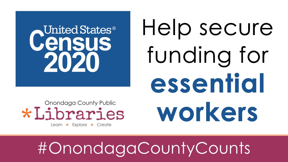 Your response to the 2020 Census helps essential workers! Responding helps secure fair funding for hospitals, schools, roads, and public transportation in Onondaga County. 

Visit onlib.org/census-2020 to get the facts. ✅ #OnondagaCountyCounts