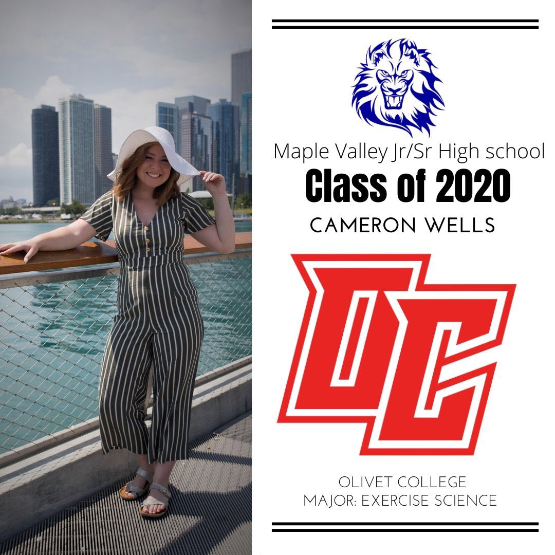 MsFastCAdviser's tweet photo. First up on Maple Valley's Senior Spotlight is;

Cameron Wells!

Cameron will be attending Olivet College in the fall to study Exercise Science!

Congratulations Cameron!! Everyone at Maple Valley is so proud of you!

@olivetcollege https://t.co/1EeIJ0dBdr