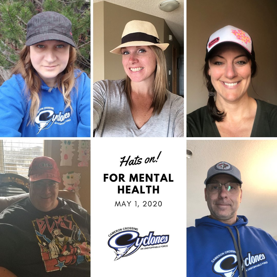 CrossingCameron's tweet photo. Even though we aren't at school today, our team is still wearing #HatsOnForMentalHealth2020. Take care of each other and your mental health during #Covid19. We are an Unstoppable Force! https://t.co/h9qQApjkGX
