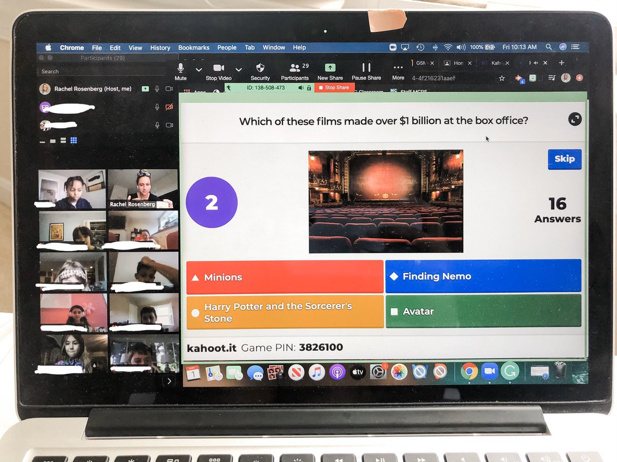 Today’s #funfriday game was Kahoot trivia! We love using @getkahoot in our classroom and it turns out it’s just as fun in our virtual one. @ChevyChaseES