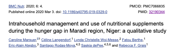 REFINEnutrition's tweet photo. Through focus groups and interviews, this study from looks at intrahousehold management and perception of #RUSF, LNS-MQ, and SC+ supplementation in the Maradi region, Niger. #malnutrition
Check it out!👇
https://t.co/G2nBVaXULO https://t.co/s30sjcjhIy