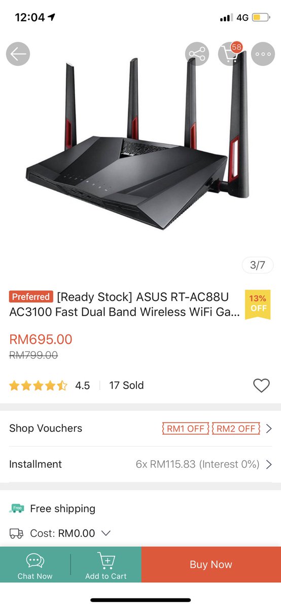 Alongpinot's tweet photo. @IkmalEtherays Betul bang. Beli la router macam ni. Saya pun tengok youtube ja. Review yang malaysia punya pun ada dia suggest pakai asus ni. https://t.co/rqbkr3mUMT