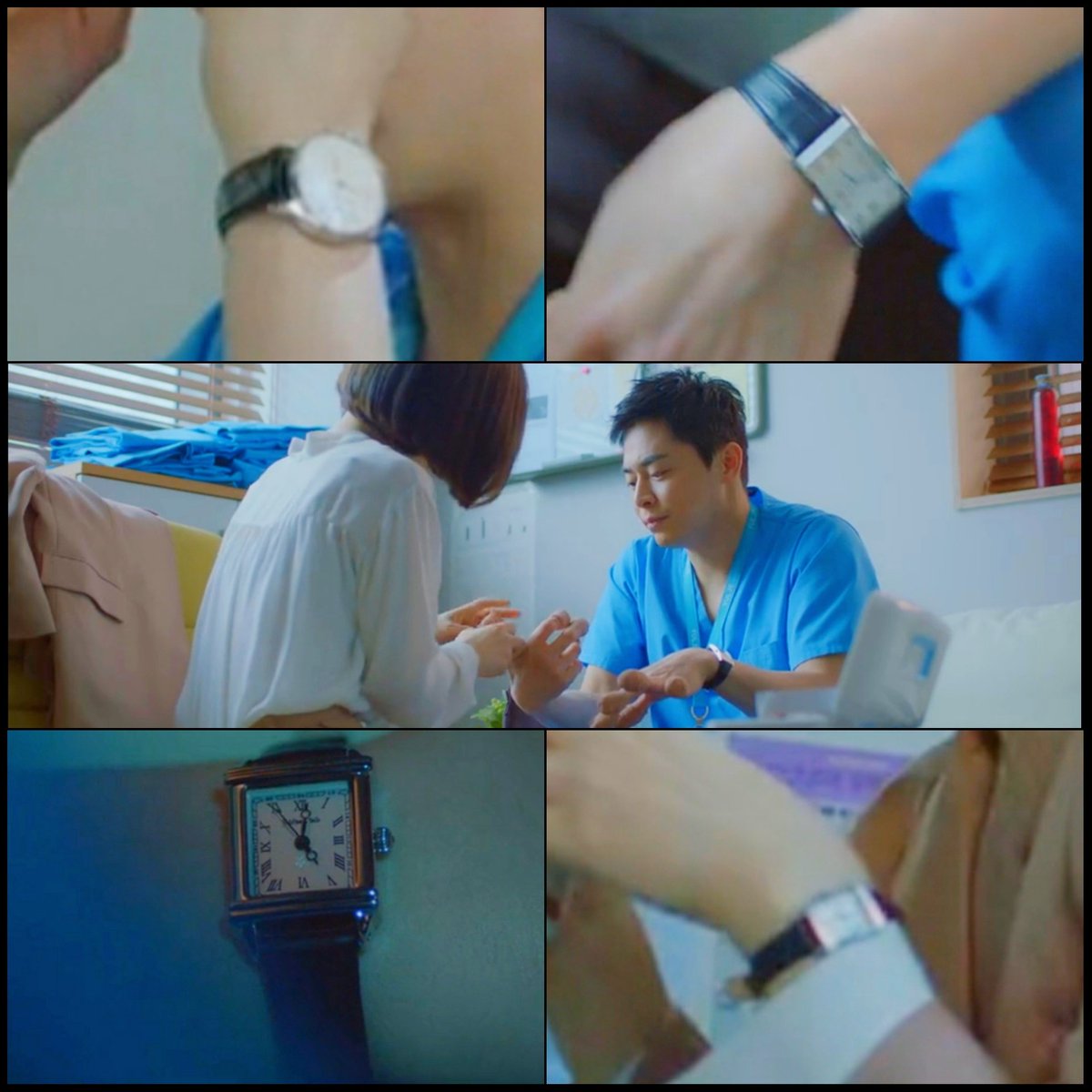 Small detail• Ikjun changed his watch on Ep8 , He have now tank-type wristwatch same with Song Hwa. Watch • A timepiece• act or instance of carefully observing someone or something over a period of time. #HospitalPlaylist  #FlowerClown