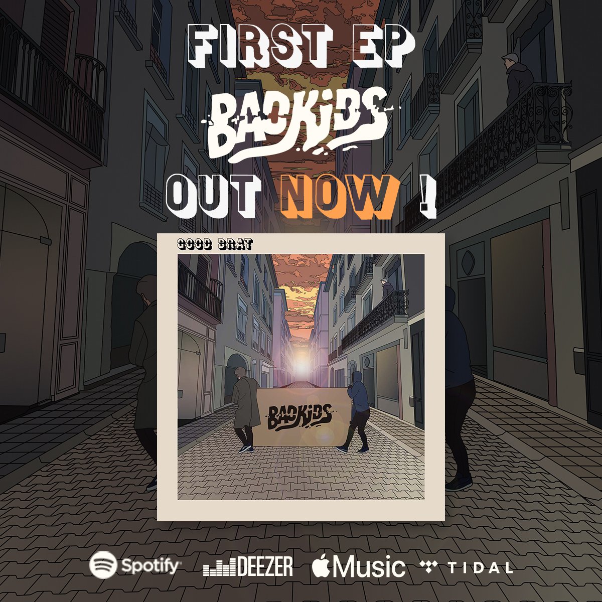 🔥Bad Kids Day ! 🥳
En cette journée internationale des travailleurs et travailleuses, notre premier EP est maintenant disponible à l'écoute un peu partout !

Dispo ici : insta.goodbrat.com