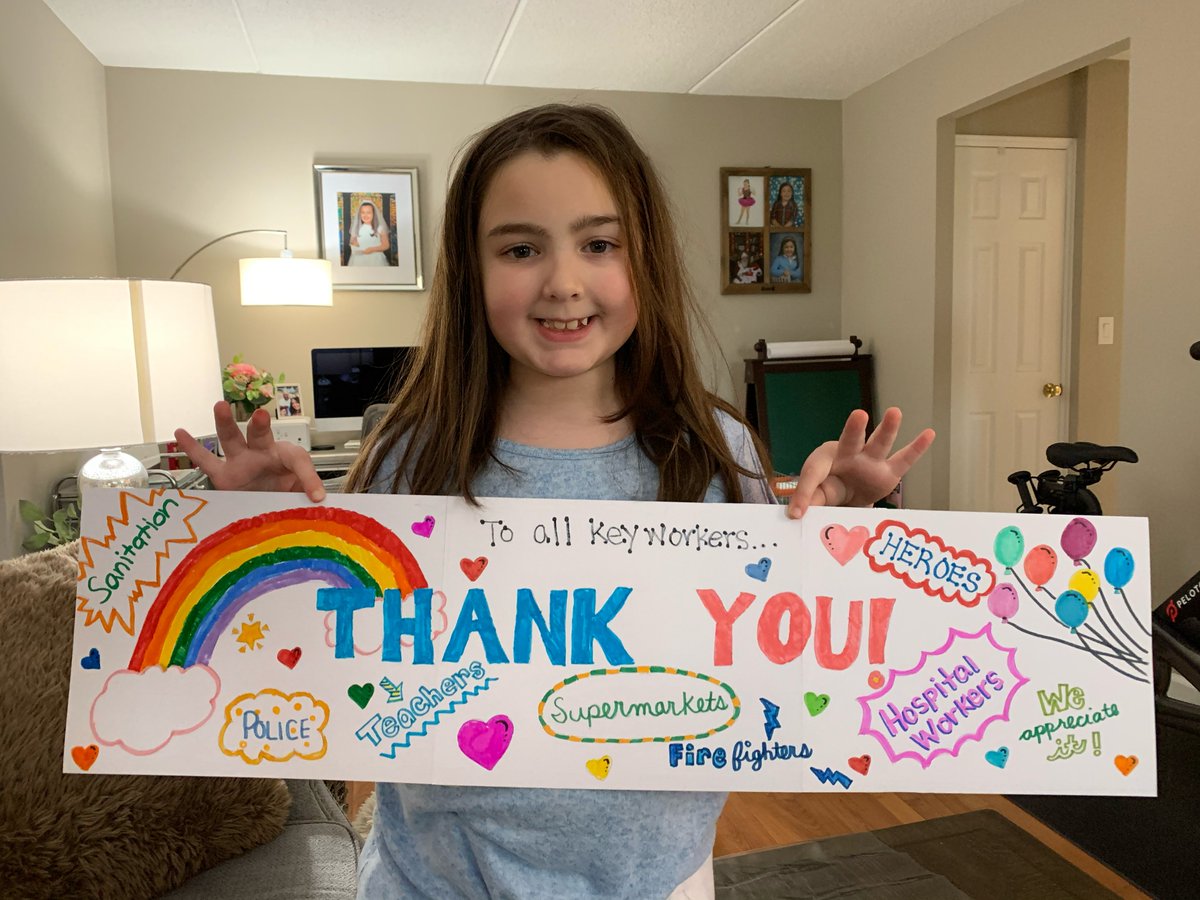 ics_gr3's tweet photo. The 3rd grade keeps doing amazing work with distance learning!  They have been rock stars doing their work and wanted to show their gratitude to all of our amazing front line workers for doing theirs.  @icschool_online @ICSchool_Tech https://t.co/eCWSMPe76Y