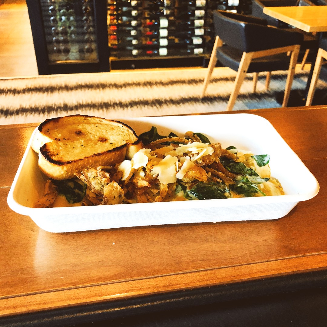 Gulfstream #FeatureDinner of the Week: Mushroom Ravioli in a spinach &amp; cream sauce with truffle Gouda, topped with crispy onions. 

Call 250.878.4703 or find us on <a href="/DoorDash/">DoorDash</a> or <a href="/SkipTheDishes/">SkipTheDish</a> gulfstreamkelowna.com/menu

#Gulfstream #FourPointsKelowna #FeatureDinner #MushroomRavioli