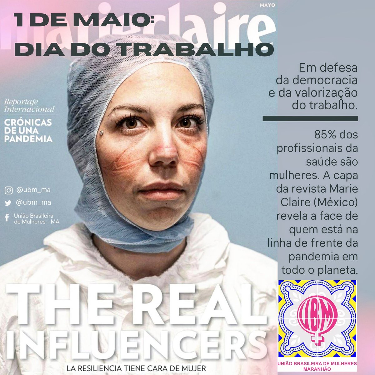 UBM_MA's tweet photo. PRIMEIRO DE MAIO
Sigamos na luta pela valorização do trabalho e em defesa da democracia. Viva as trabalhadoras e trabalhadores !
Junt@s somos fortes!
#UBMMA #PrimeiroDeMaio #diadotrabalhador https://t.co/UjPOj93Gnd