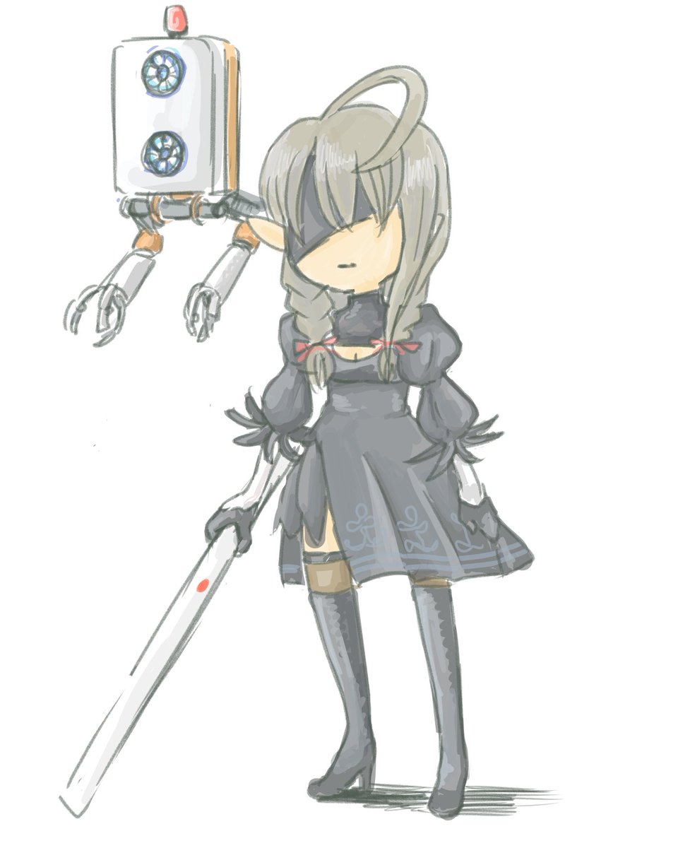 ヨルハ二号B型 「悲しき麻雀機械人形の代理戦争
#さくらのしおり 」|じゃばのイラスト