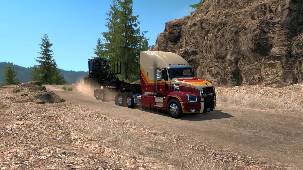 EnerAkinom's tweet photo. No road? No problem. The #MackAnthemInATS is the leader of the pack! @MackTrucks @SCSsoftware https://t.co/kkwtk2V8bk