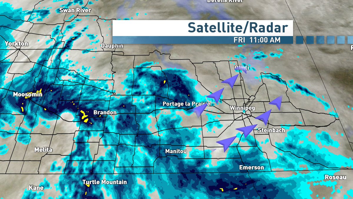 johnsauderCBC's tweet photo. Showers moving in a SW to NE direction this afternoon. #cbcmb #workingfromhome #weekend https://t.co/oHxPR4PZQz