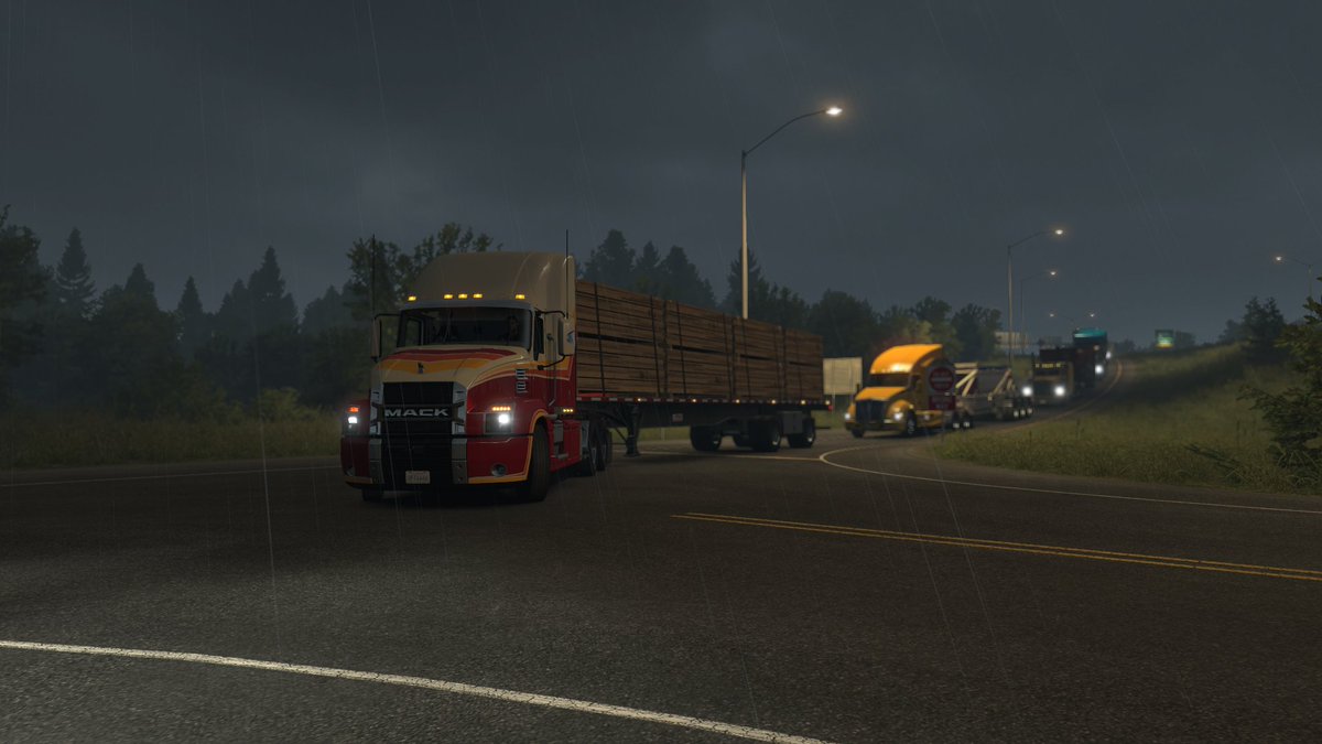 EnerAkinom's tweet photo. No road? No problem. The #MackAnthemInATS is the leader of the pack! @MackTrucks @SCSsoftware https://t.co/kkwtk2V8bk