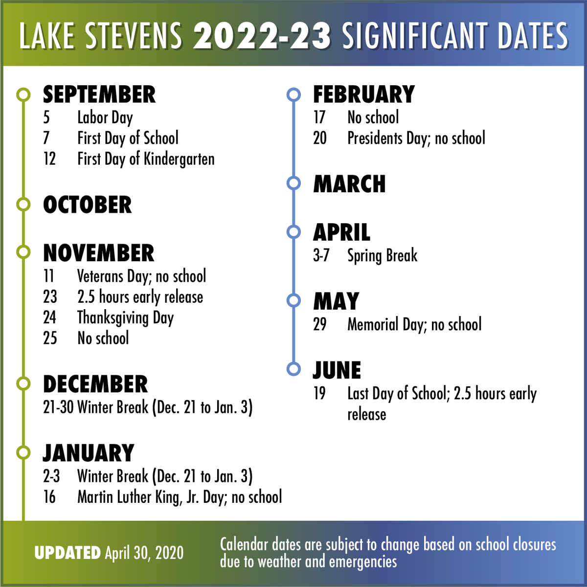 lshs calendar 2021 Lake Stevens Sd On Twitter Calendar Updates The Last Day Of School Is Friday June 19 The Last Day Of School For Seniors Is Friday June 12 Calendars For The 2020 21 2021 22 lshs calendar 2021