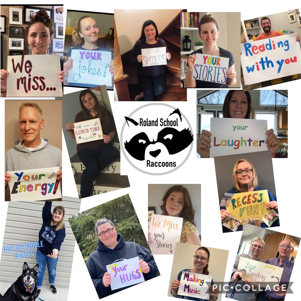 The staff at Roland School want our Raccoons to know how much we are missing them! #StaySafeStayHome #AllInThisTogether #rolandraccoons