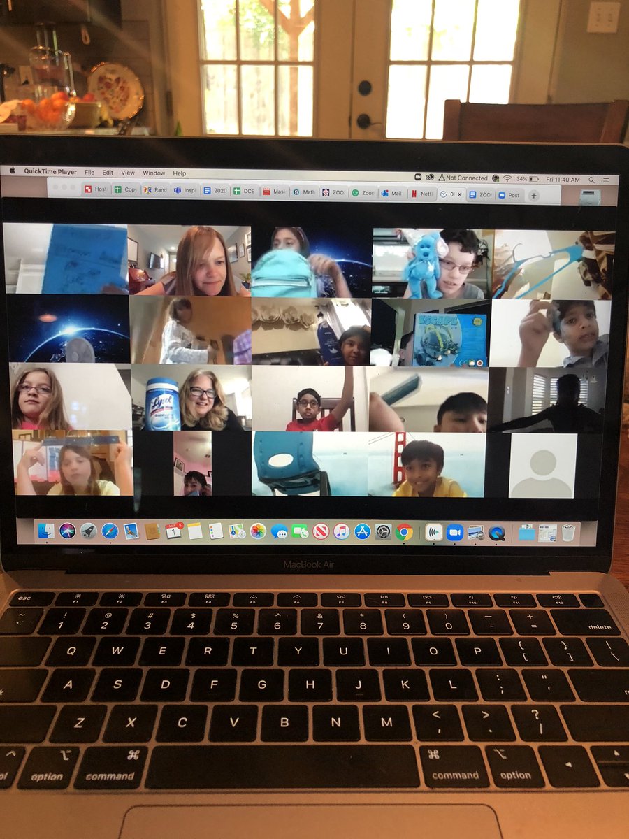 MrsDayDCE's tweet photo. @DCEtrailblazers @sgedwards22 3A had a scavenger hunt on zoom this morning! Can you find something blue? A stuffed animal? A book? A leaf? Ms. Edwards surprised us and joined in on the fun! #CISDTogetherAtHome #dcestrong https://t.co/rcMsCzBgrB