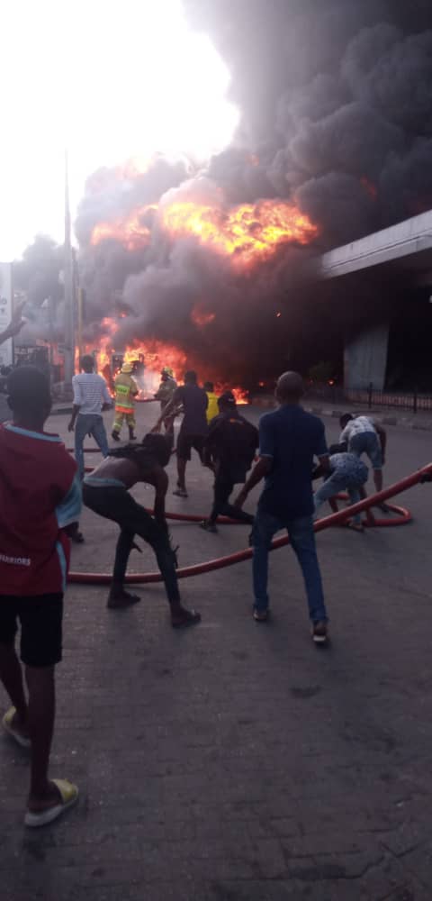 NNPC Tanker Bursts Into Flames At Obalende