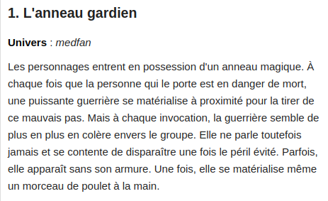  Fables de Mai n°1 : l'anneau gardien (pour univers medfan )Un incroyable anneau de protection pour disposer d'un ange gardien à la demande... avec un twist. #FablesDeMai  #JDR