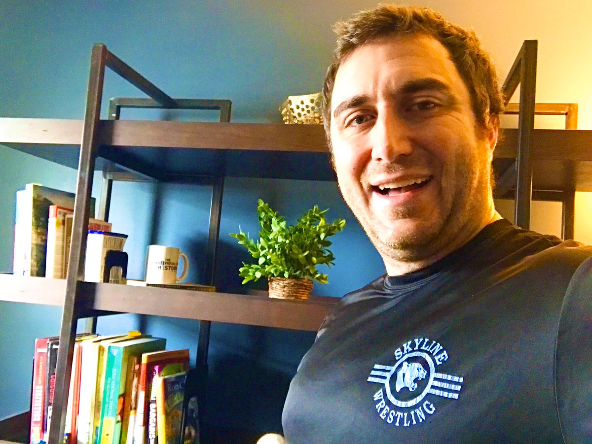 Even during Remote Learning, Fridays are for Skyline Spirit Wear 🐆👨‍🏫👕.  A Vintage 2010 Wrestling Shirt if I may add 🤼‍♂️🏆 ... #SkylinePride #TrustTheProcess <a href="/SkylineJags/">Skyline Middle School</a> <a href="/RedClaySchools/">Red Clay Consolidated School District</a> <a href="/SkylineJaguars/">Skyline Middle</a>