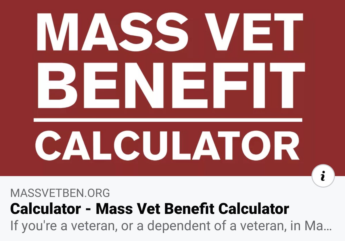 For Massachusetts Veterans &amp; Veterans' Families: 

The Chapter115 financial assistance program is available locally. See if you qualify by using the enhanced Benefit Calculator Tool. massvetben.org

Use the tool to connect with your VSO for next steps.