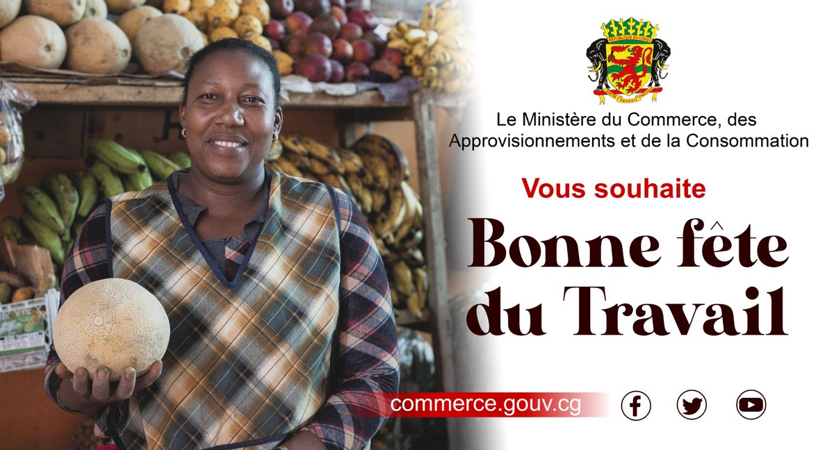 Le Ministère du commerce, des approvisionnements et de la consommation souhaite une bonne fête du travail à tous les travailleurs, notamment les commerçants et les vendeurs(euses) au marché, qui en cette période de crise permettent la continuité de la chaîne d'approvisionnement