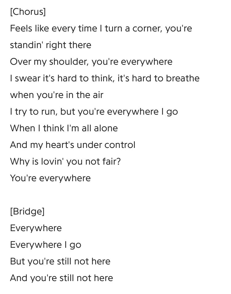 Let’s take a look on the lyrics: #HeartbreakWeather  