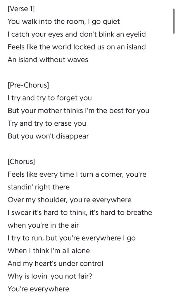 Let’s take a look on the lyrics: #HeartbreakWeather  