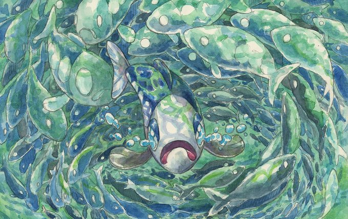 ヨワシ 魚群のうねりを描きたかった イワシの群れを参考にしながらかなり手間をかけ ｎｏ ０１７のイラスト