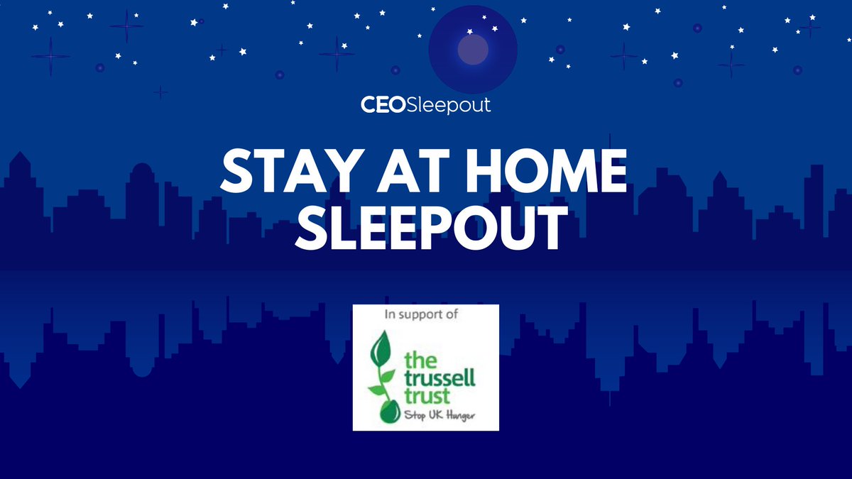 Here's a chance for you and your family to do something WONDERFUL for others.

Join the #StayAtHomeSleepout 1 June! 

🔹Sign up at : ceosleepoutuk.com/stay-home-slee…
🔹Grab your sleeping bag
🔹Find a place to bunk down at home on the night 1 June
🔹Join us on the livestream on the night!