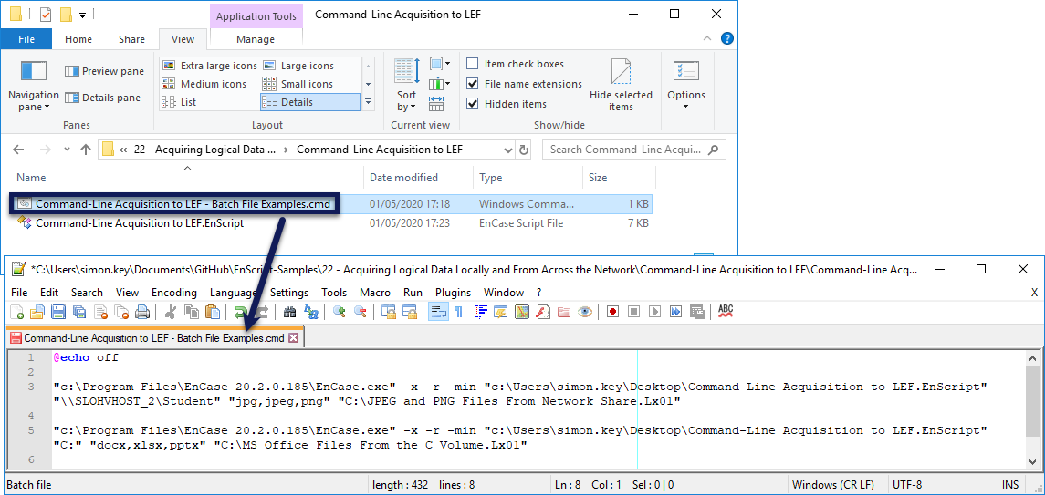 SimonDCKey's tweet photo. New #EnScript sample - automated acquisition of logical data to LEF using command-line parameters.

Batch-file examples included

https://t.co/Hpy4AoqJj5

#CyberSecurity #DFIR #CaseAutomation #CustomWorkflows @OpenTextSecure #EnCase #eDiscovery https://t.co/8cmS2mtfpb