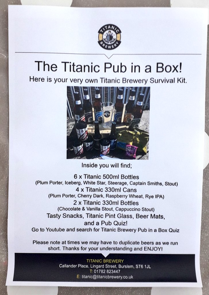 Polewka123's tweet image. As it's #StaffordshireDay today. I'm off down to the pub (in a box) later. Courtesy of @Titanic_Brewers Painless service, delivery and collection. 👌