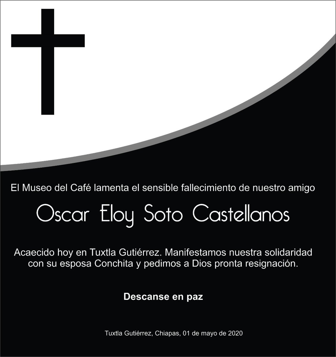 Con una profunda pena les compartimos esta nada agradable noticia.

Mandamos pronta resignación a Conchita, su esposa.
#DEP Mtro. Eloy, se le extrañará en nuestros eventos. 🙏🙏🙏
Museo del Café